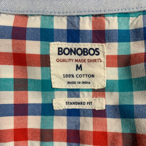 BONOBOS Size M Multi Color Checkered Cotton One Pocket Long Sleeve Shirt