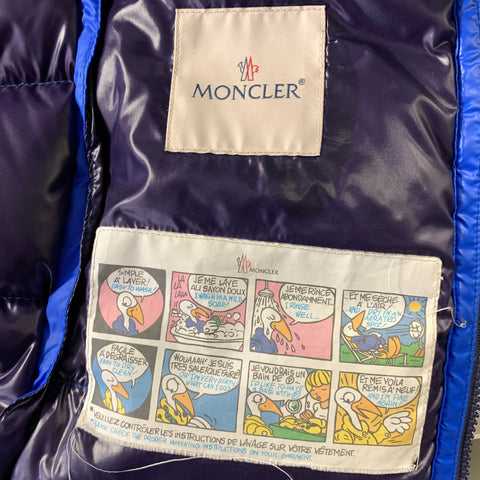 MONCLER Size S Blue Quilted Polyamide Down Filled Vest