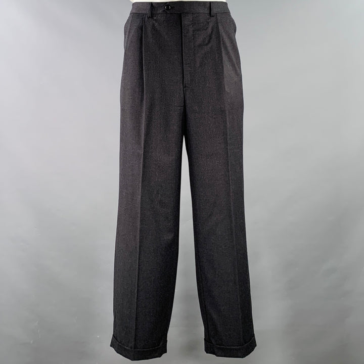 VALENTINO Size 43 Regular Grey Charcoal Virgin Wool Notch Lapel Suit