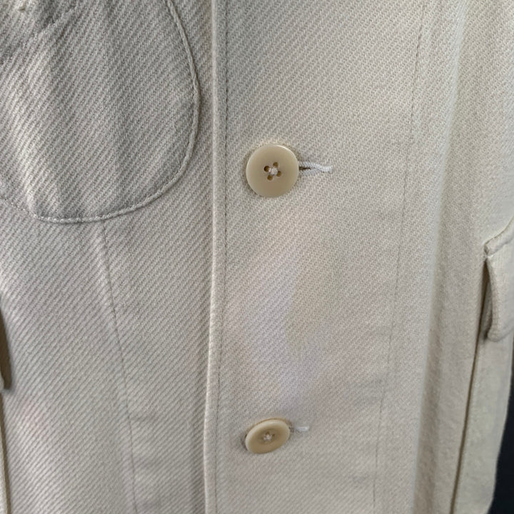 UNDERCOVER Size XL White Red Twill Cotton Contrast Trim Chore Jacket