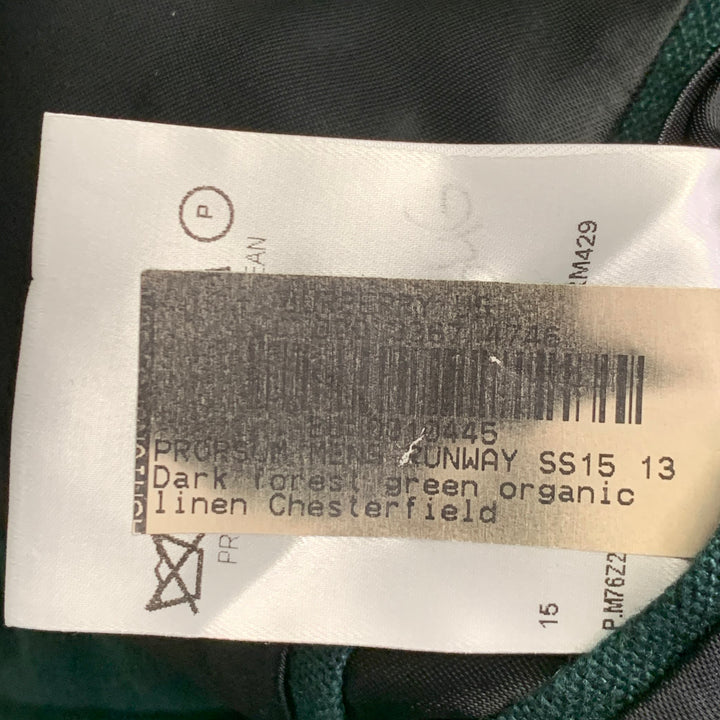 BURBERRY PRORSUM SS15 Size 44 Green Linen Double Breasted Coat