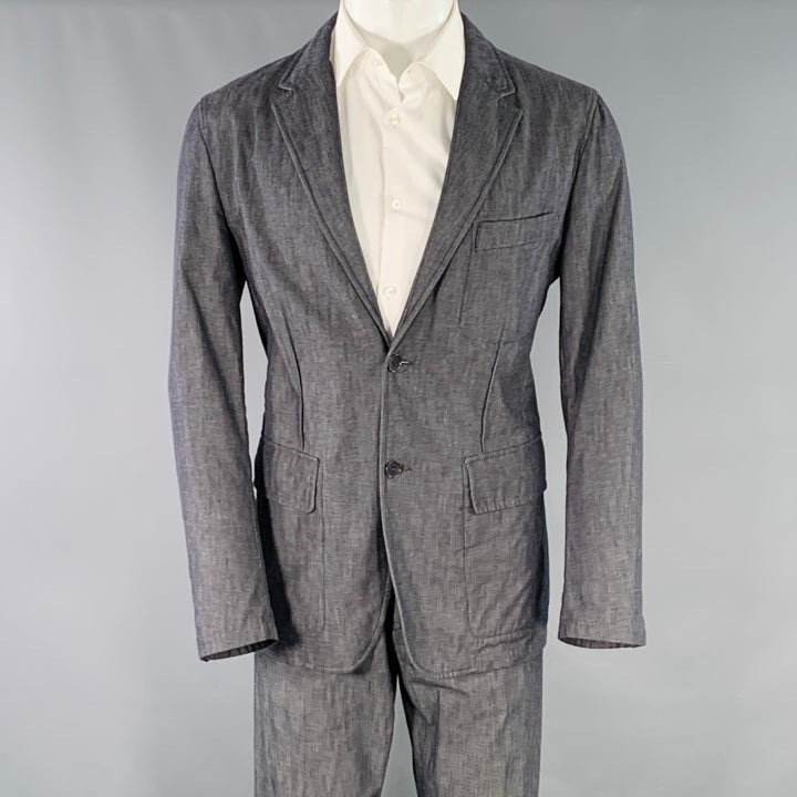 CALVIN KLEIN COLLECTION Size 40 Grey Charcoal Cotton Linen Blend Suit