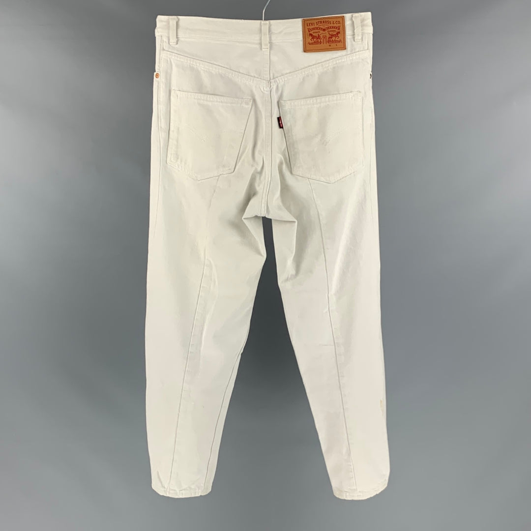 VETEMENTS Size 32 White Light Blue Cotton Button Fly Jeans