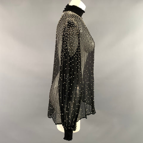RETROFETE Size XS Viscose High Collar Blouse