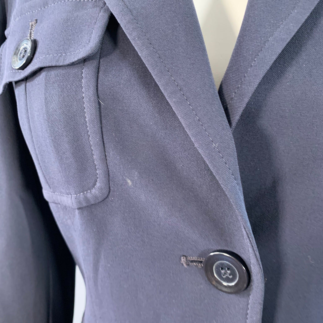 MAX MARA Size 6 Navy Triacetate Blend Notch Lapel Jacket Blazer