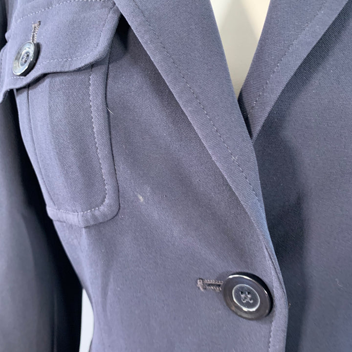 MAX MARA Size 6 Navy Triacetate Blend Notch Lapel Jacket Blazer