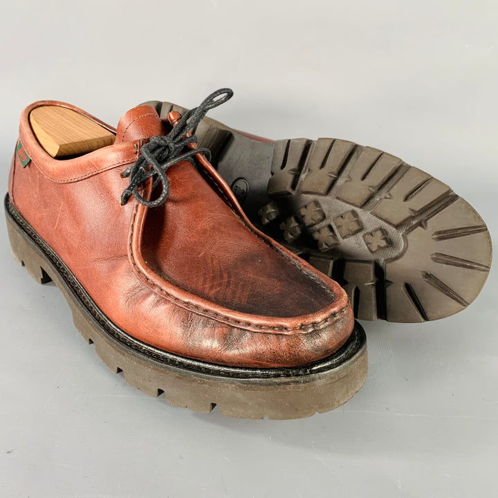 G.H. BASS&CO. Size 11 Brown Chunky Tread Sole Moccasin Lace-Up Shoes