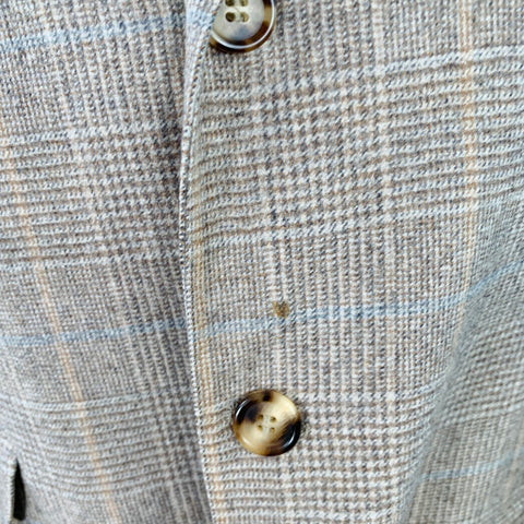 BRUNELLO CUCINELLI Size 38 Grey Taupe Plaid Wool Cashmere Notch Lapel Sport Coat