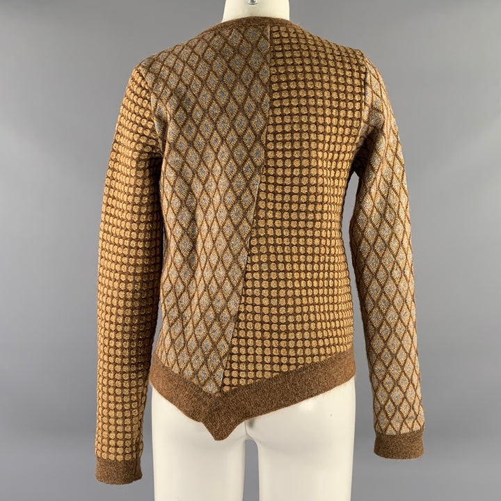 MARNI Size 4 Gold Brown Mohair Blend Geometric Cardigan