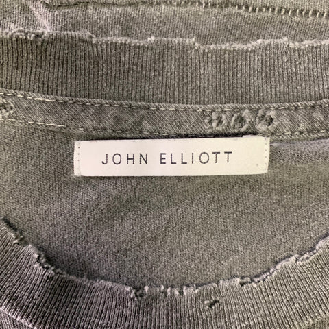 JOHN ELLIOTT Size XS Gray Distressed Cotton Crew-Neck T-shirt