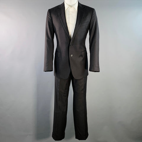 POLO by RALPH LAUREN Size 40 Regular Black Glenplaid Virgin Wool Notch Lapel Suit