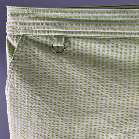 MR TURK Size 36 Green White Stripe Polyamide Blend Seersucker Short Swim Trunks