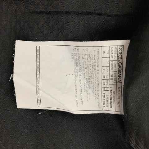 DOLCE &amp; GABBANA Taille 36 Costume de smoking à revers cranté en laine et soie grise
