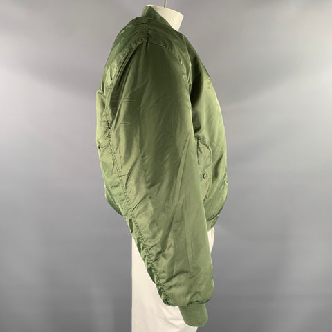 FOSTEX Size XL Green Orange Nylon Bomber Jacket