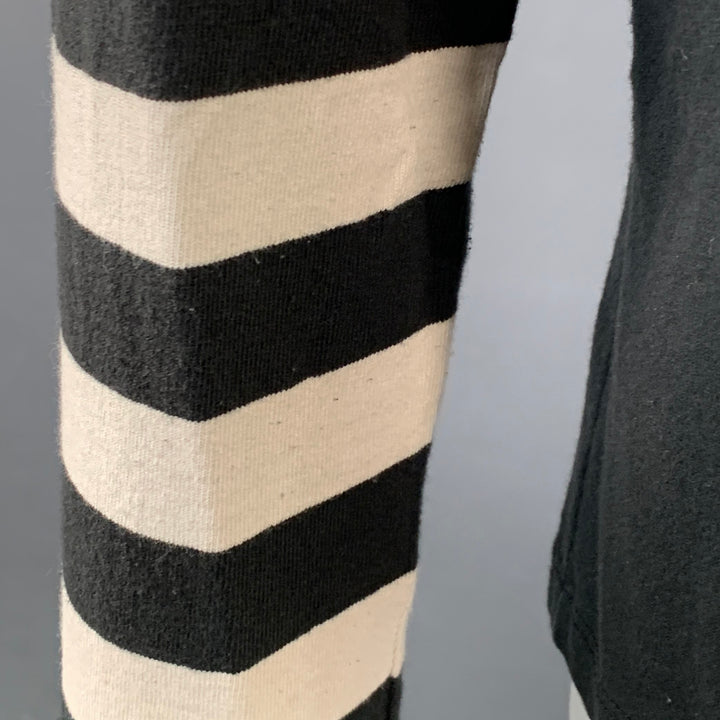 FREENOTE CLOTH Size XL Shifter Black Off White Stripe Cotton One Pocket Pullover