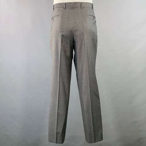 ISAIA Size 46 Regular Grey Slate Wool Notch Lapel Suit