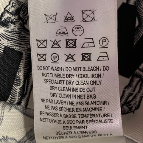 BURBERRY Size XS White Black Print Silk Camp Short Sleeve Shirt