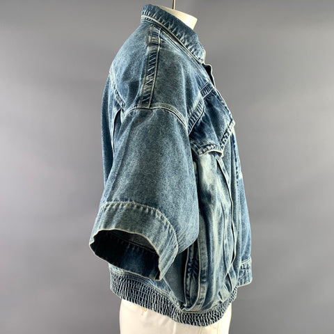 BERNHARD WILLHELM SS2006 Size L Blue Light Blue Cotton Denim Short Sleeve Shirt