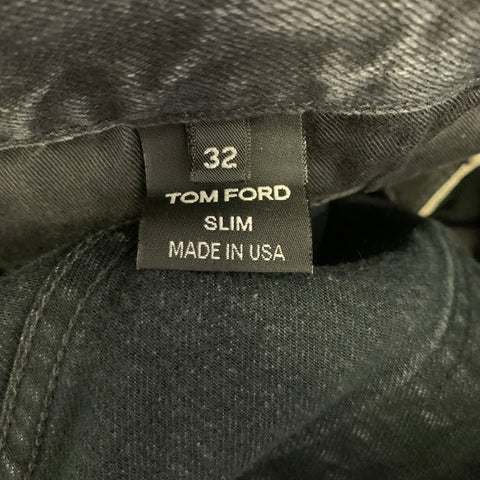 TOM FORD Size 32 Black Wash Selvedge Denim Button Fly Jeans