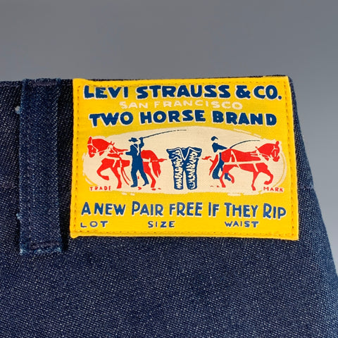 LEVI STRAUSS Size 32 Navy Twill Cotton Wide Leg Straight Cuffed Button Fly Jeans