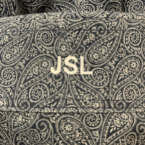 J.HILBURN Taille S Chemise à manches longues coupe ajustée Paisley blanc marine