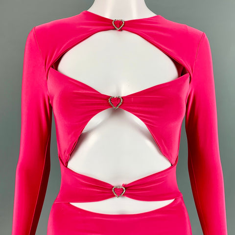 NO BRAND Size XS/S Pink Rhinestone Hearts Cut Out Mini Dress