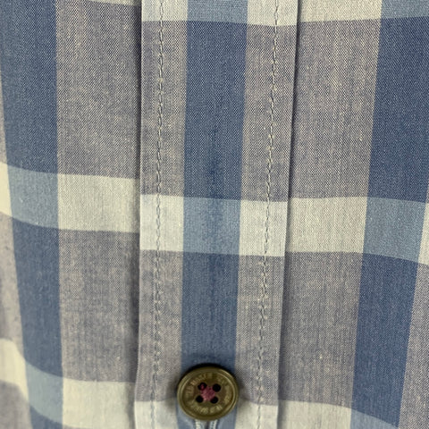 TED BAKER Size S Blue Light Blue Plaid Cotton One Pocket Long Sleeve Shirt
