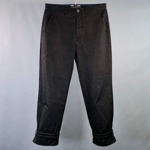 MARNI Size 32 Black Twill Cotton Belted Casual Pants