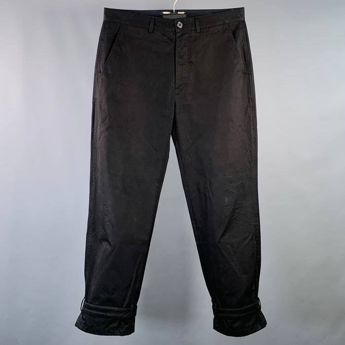 MARNI Size 32 Black Twill Cotton Belted Casual Pants
