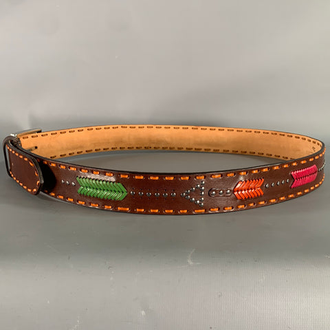 ETRO Brown Orange Leather Belt