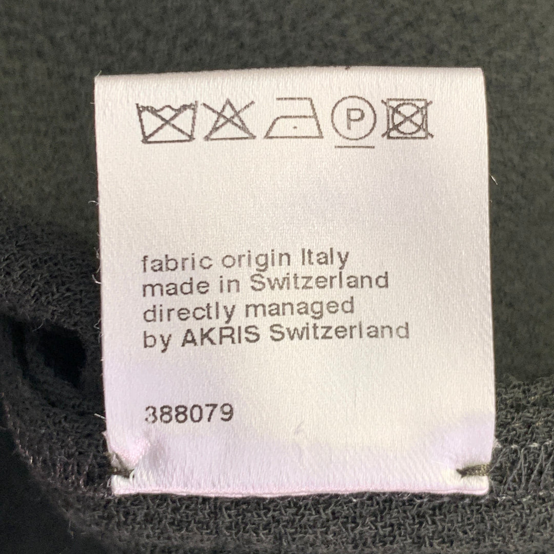 AKRIS Size 12 Dark Green Wool Crepe Sleeveless V-Neck Midi Dress