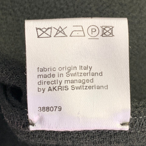 AKRIS Size 12 Dark Green Wool Crepe Sleeveless V-Neck Midi Dress