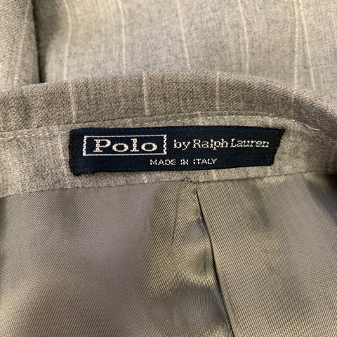 POLO by RALPH LAUREN  Size 38 Grey Light Grey Stripe Virgin Wool 29 32 Suit