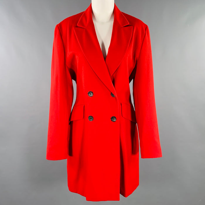 Manteau droit croisé JOSEPH en laine rouge, taille 34