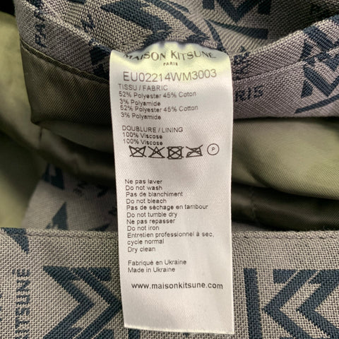 MAISON KITSUNE Size XS Grey Navy Monogram Polyester Blend Coat