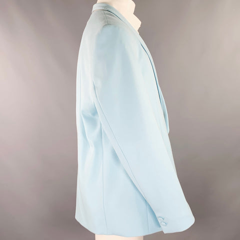 MARTIN ASBJORN Size 40 Long Light Blue Shawl Collar Sport Coat