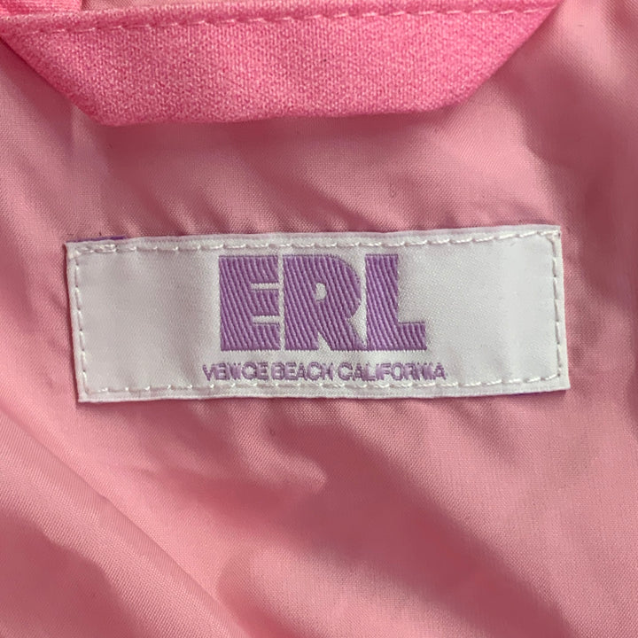 ERL Size S Pink Orange Quilted Sunset Cotton Zip Snaps PufferJacket