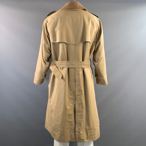 BURBERRY Size XXL Tan Khaki Solid Cotton Trench Trenchcoat