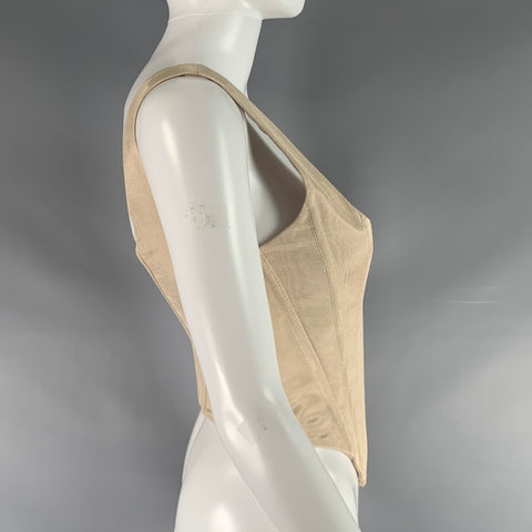 CHRISTOPHER JOHN ROGERS Size 2 Beige Cotton Blend Moare' Corset Casual Top