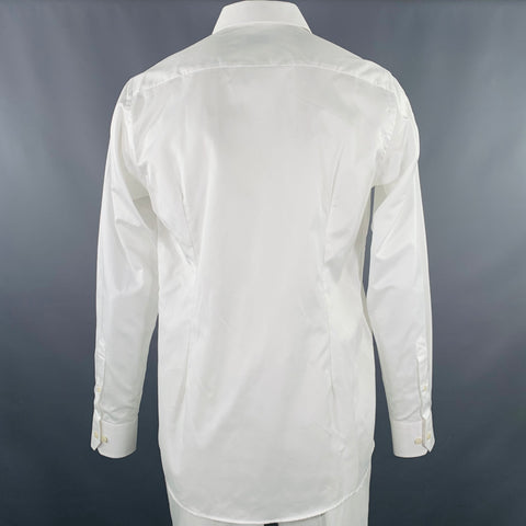 ETON Size L White Cotton Linen Long Sleeve Shirt