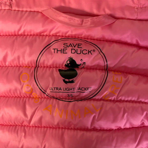 SAVE THE DUCK Size L Pink Nylon Quilted Zip Up Jacket