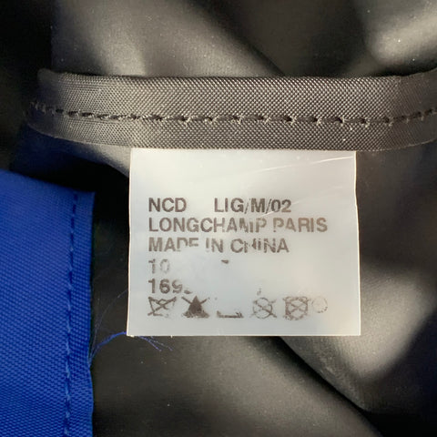 LONGCHAMP Blue Brown Mixed Materials Nylon Leather Backpack Handbag