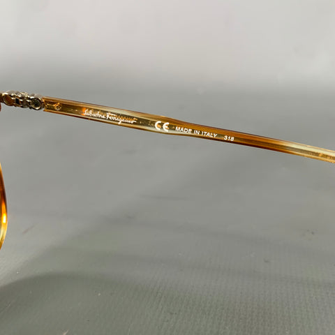 SALVATORE FERRAGAMO Brown Tortoise Acetate & Metal Sunglasses & Eyewear