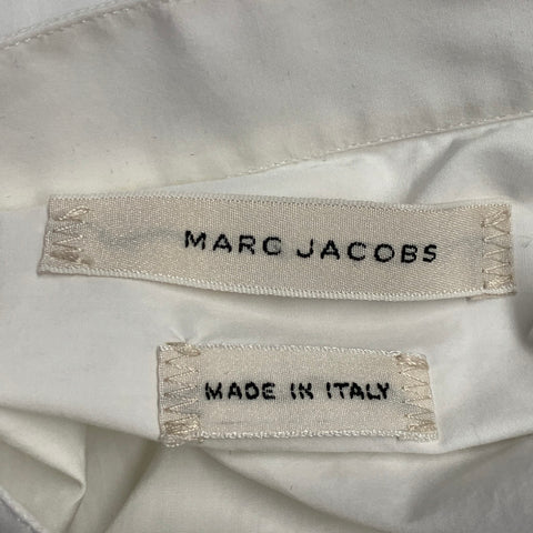 Chemise de smoking MARC JACOBS taille S en coton blanc, col cassé, plastron plissé, poignets mousquetaires, manches longues