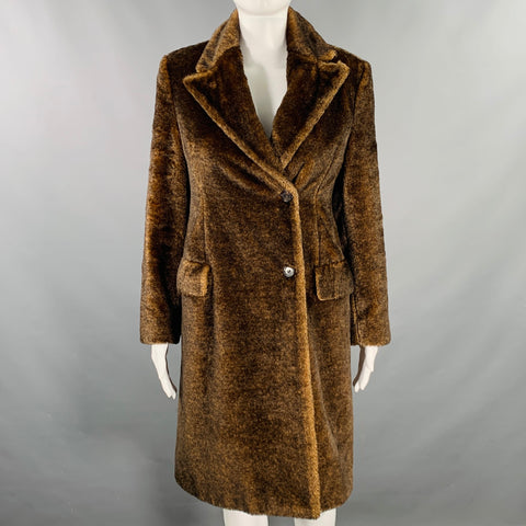 PRADA Size 2 Brown Camel Mohair Faux Fur Coat
