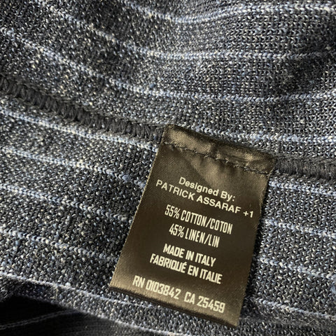 PATRICK ASSARAF Size XL Navy White Pinstripe Linen Cotton Jacket