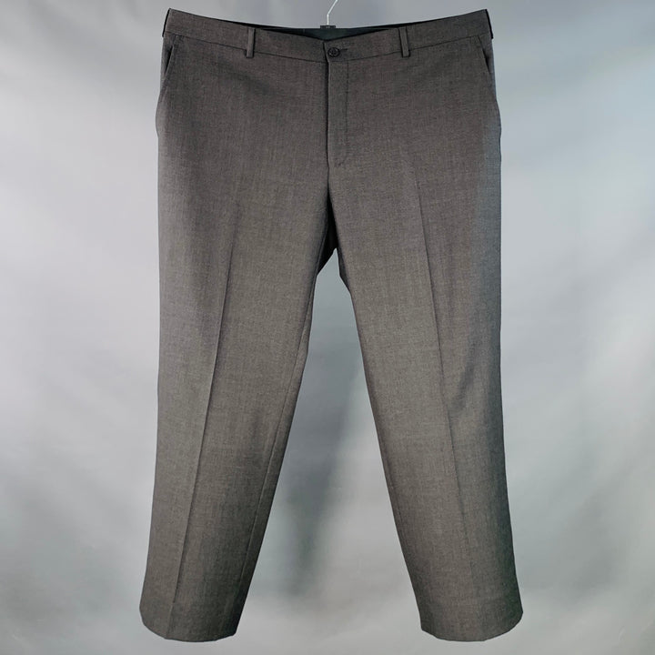 POLO by RALPH LAUREN Size XL Charcoal Grey Woven Virgin Wool Tapered Zip Fly Dress Pants
