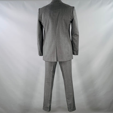 LOVA Size 44 Grey Wool Blend Single Button Notch Lapel Suit
