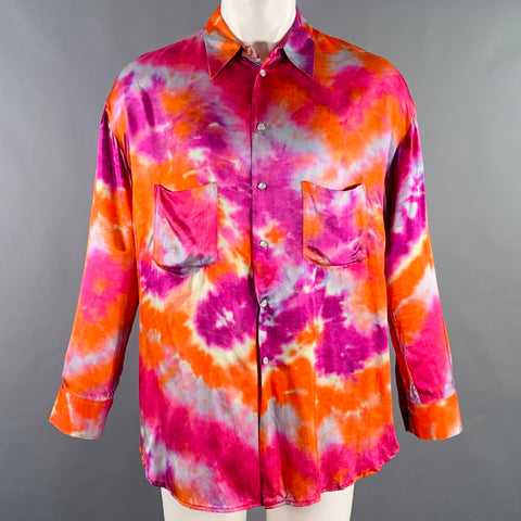 GARCONS INFIDELES Size XS Purple Orange Tie Dye Viscose Long Sleeve Shirt