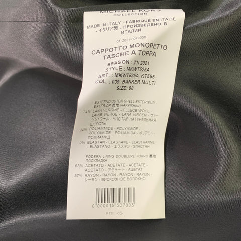 MICHAEL KORS COLLECTION Manteau en tweed mélange de laine gris, noir et blanc taille 8